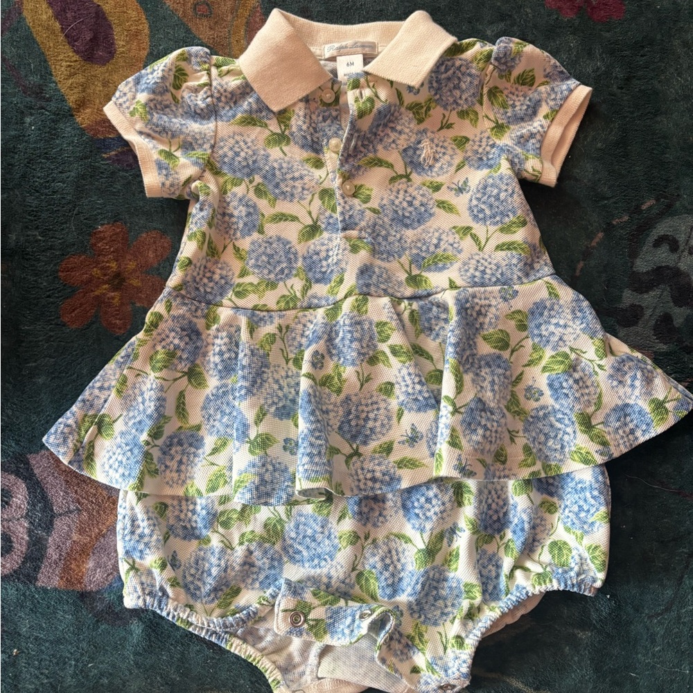 Ralph Lauren Cream and Blue Floral Polo